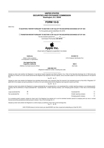 Miniature Apple 10-Q Rapport trimestriel 2019 