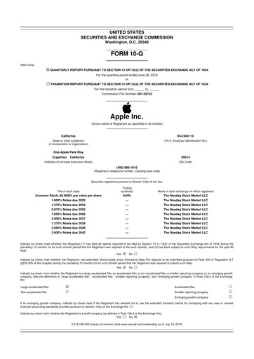 Miniature Apple 10-Q Rapport trimestriel 2019 