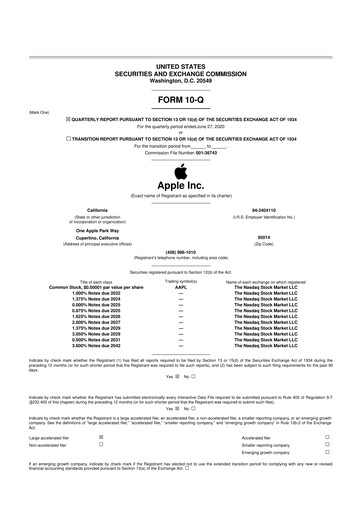 Miniature Apple 10-Q Rapport trimestriel 2020 