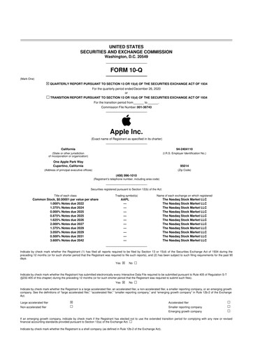 Miniature Apple 10-Q Rapport trimestriel 2021 