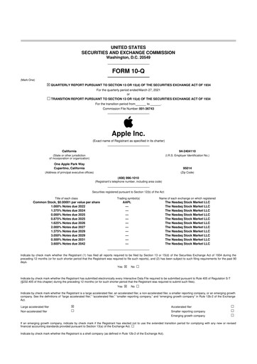 Miniature Apple 10-Q Rapport trimestriel 2021 