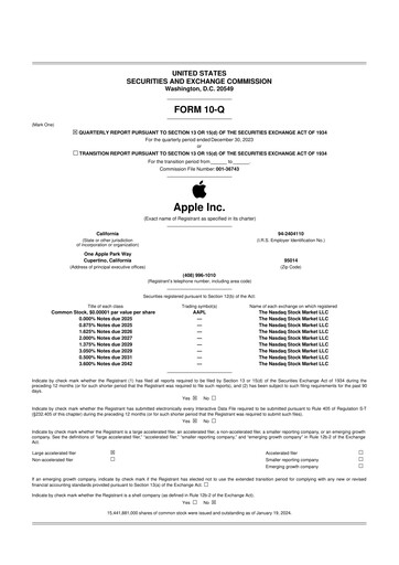 Miniature Apple 10-Q Rapport trimestriel 2024 