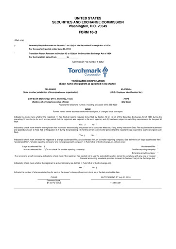 Thumbnail Globe Life
 10-Q Quarterly Report FY2018 