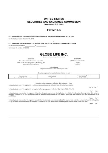 Vorschaubild Globe Life
 10-K Jahresbericht 2019