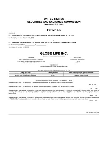 Vorschaubild Globe Life
 10-K Jahresbericht 2022