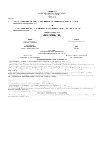 Thumbnail AutoNation 10-K Annual Report 2012