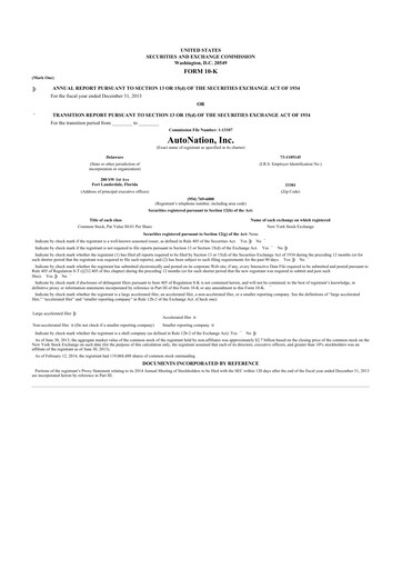 Thumbnail AutoNation 10-K Annual Report 2013