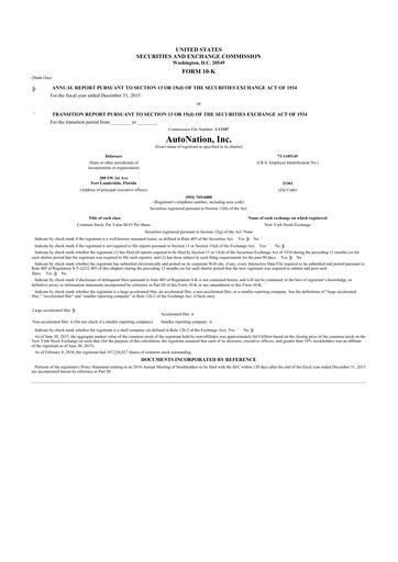 Thumbnail AutoNation 10-K Annual Report 2015