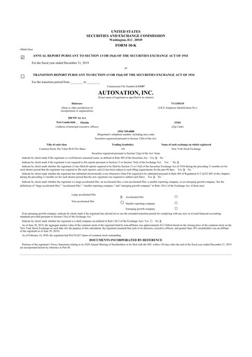 Thumbnail AutoNation 10-K Annual Report 2019