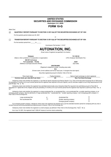 Miniature AutoNation 10-Q Rapport trimestriel 2021 