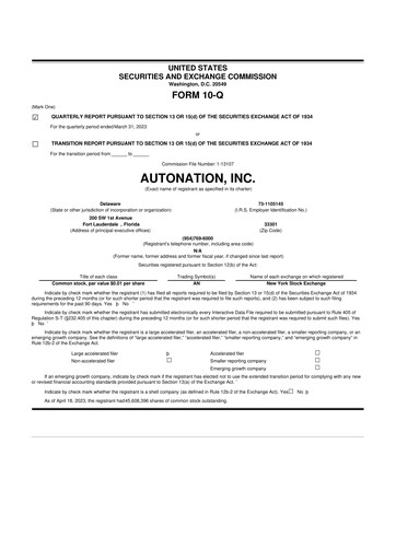 Miniature AutoNation 10-Q Rapport trimestriel 2023 