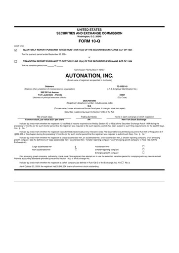 Miniature AutoNation 10-Q Rapport trimestriel 2024 
