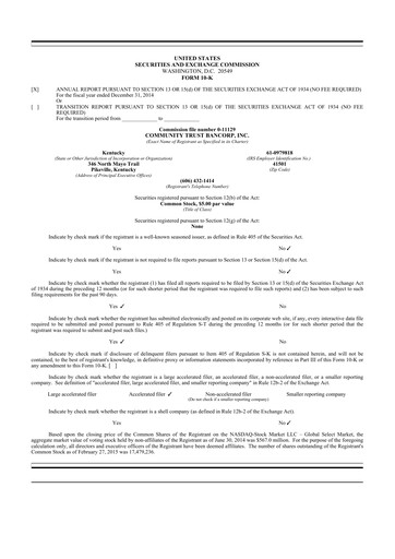 Thumbnail Community Trust Bancorp 10-K Annual Report 2014