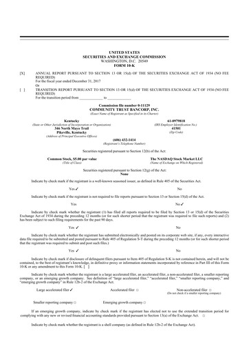 Thumbnail Community Trust Bancorp 10-K Annual Report 2017