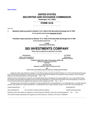 Thumbnail SEI Investments 10-Q Quarterly Report FY2012 