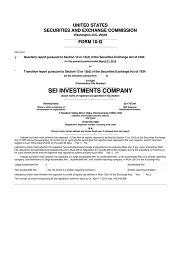 Thumbnail SEI Investments 10-Q Quarterly Report FY2015 