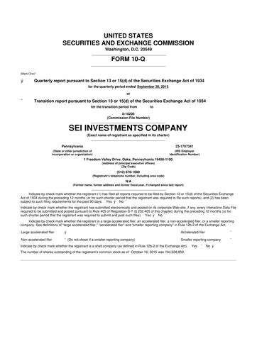 Thumbnail SEI Investments 10-Q Quarterly Report FY2015 