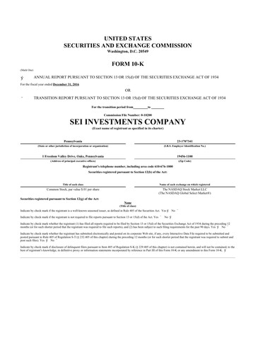 Thumbnail SEI Investments 10-K Annual Report 2016
