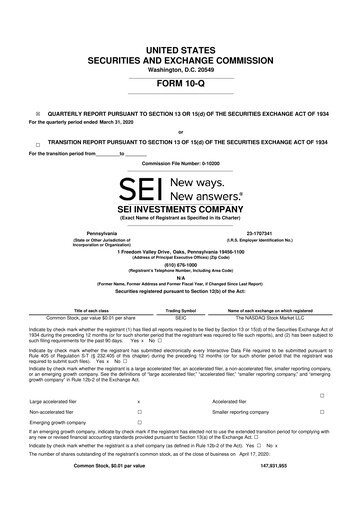 Thumbnail SEI Investments 10-Q Quarterly Report FY2020 