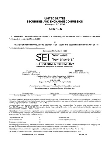 Thumbnail SEI Investments 10-Q Quarterly Report FY2021 