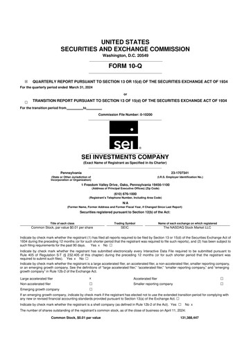 Thumbnail SEI Investments 10-Q Quarterly Report FY2024 