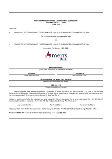 Thumbnail Ameris Bancorp
 10-Q Quarterly Report FY 