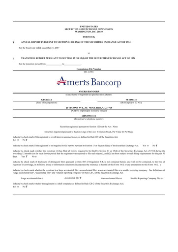 Thumbnail Ameris Bancorp
 10-K Annual Report 