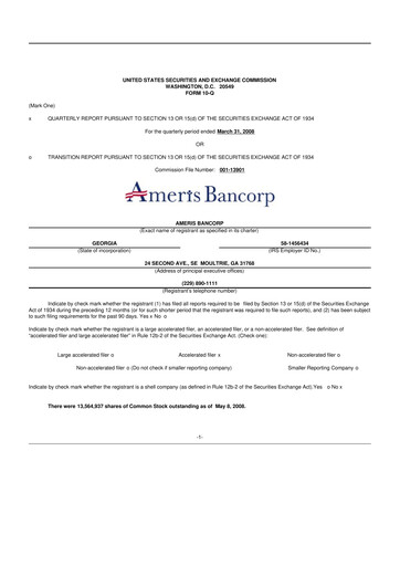 Thumbnail Ameris Bancorp
 10-Q Quarterly Report FY 