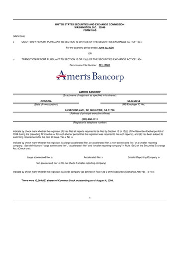 Thumbnail Ameris Bancorp
 10-Q Quarterly Report FY 