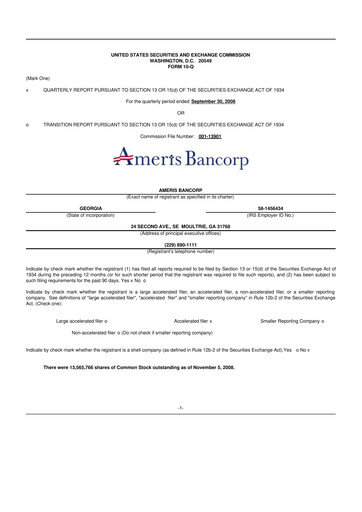 Thumbnail Ameris Bancorp
 10-Q Quarterly Report FY 