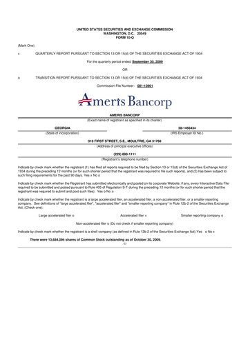 Thumbnail Ameris Bancorp
 10-Q Quarterly Report FY 
