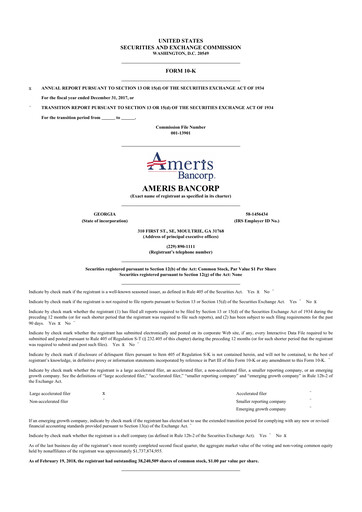 Thumbnail Ameris Bancorp
 10-K Annual Report 2017