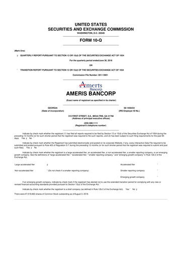 Thumbnail Ameris Bancorp
 10-Q Quarterly Report FY2018 