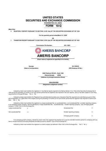 Thumbnail Ameris Bancorp
 10-Q Quarterly Report FY2020 