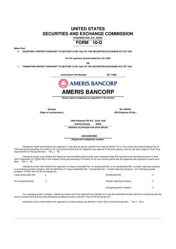 Thumbnail Ameris Bancorp
 10-Q Quarterly Report FY2020 