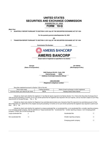 Thumbnail Ameris Bancorp
 10-Q Quarterly Report FY2020 