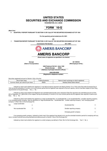 Thumbnail Ameris Bancorp
 10-Q Quarterly Report FY2021 