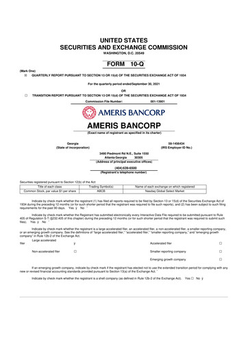Thumbnail Ameris Bancorp
 10-Q Quarterly Report FY2021 