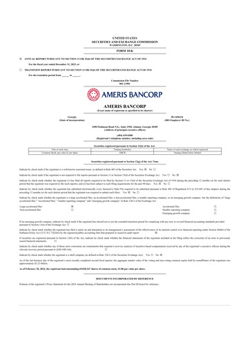 Thumbnail Ameris Bancorp
 10-K Annual Report 2023