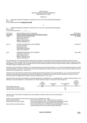 Thumbnail Alliant Energy 10-Q Quarterly Report FY 
