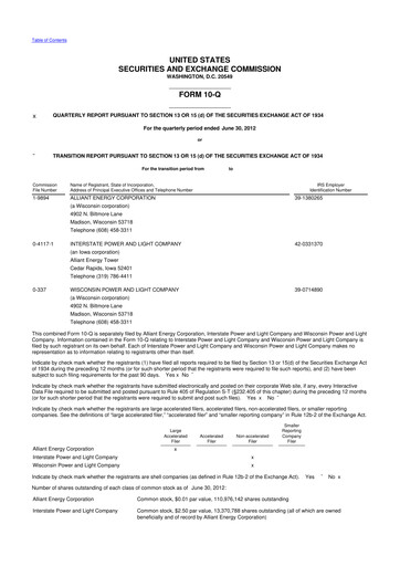 Thumbnail Alliant Energy 10-Q Quarterly Report FY 