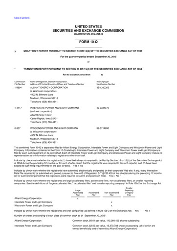 Thumbnail Alliant Energy 10-Q Quarterly Report FY2015 