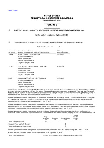 Thumbnail Alliant Energy 10-Q Quarterly Report FY2016 