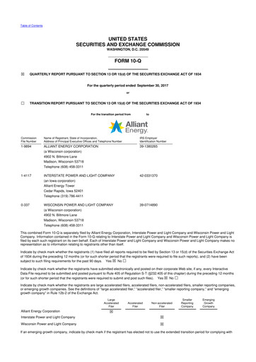 Thumbnail Alliant Energy 10-Q Quarterly Report FY2017 