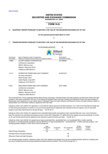Thumbnail Alliant Energy 10-Q Quarterly Report FY2018 