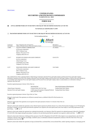 Thumbnail Alliant Energy 10-K Annual Report 2018