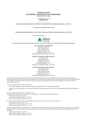 Thumbnail Alliant Energy 10-K Annual Report 2019