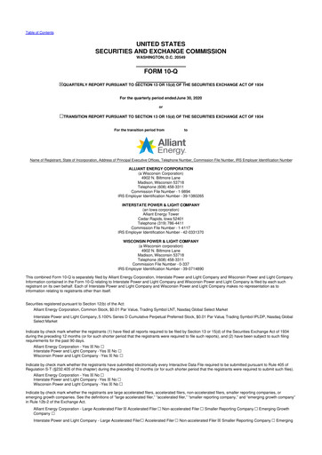 Thumbnail Alliant Energy 10-Q Quarterly Report FY2020 