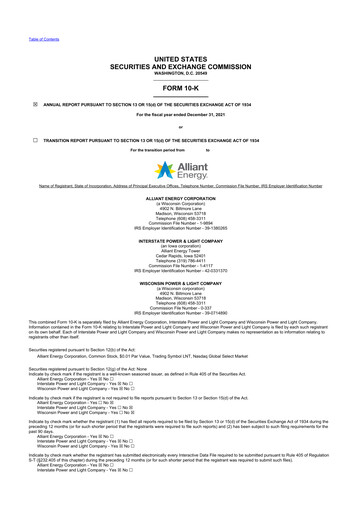 Thumbnail Alliant Energy 10-K Annual Report 2021