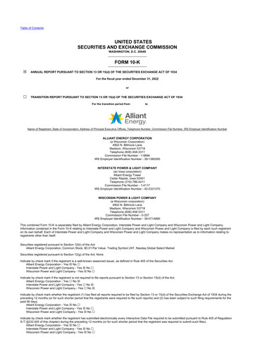 Thumbnail Alliant Energy 10-K Annual Report 2022